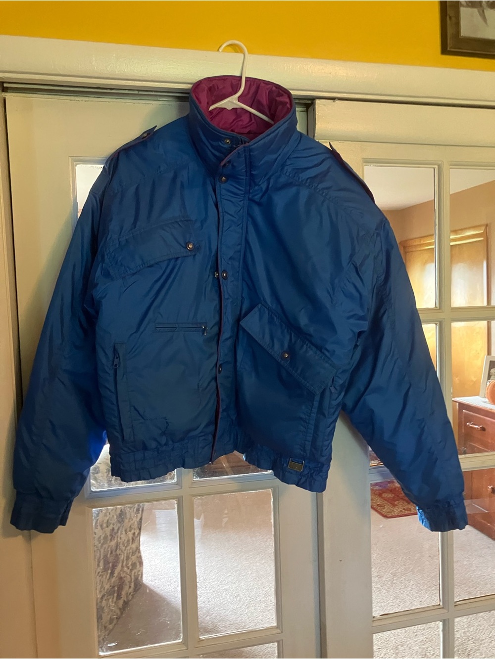 White Stag Blue Puffer Jacket with Purple Lining